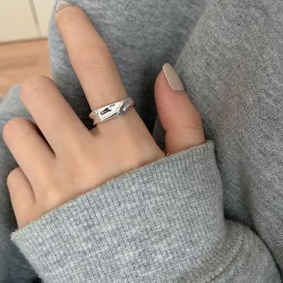 Irregular Concave Convex Design Adjustable Ring Female Ins Cold Wind Temperament Fashion Hundred and Match Index Adjustable Size Finger Ring