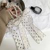 Pearl necklace new polka dot silk scarf high-end organza scarf hair accessories headgear bag ribbon streamer headband