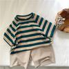 Children's Summer Clothing Korean Loose Striped Short Sleeved T-shirt Boys and Girls Stylish Versatile Top