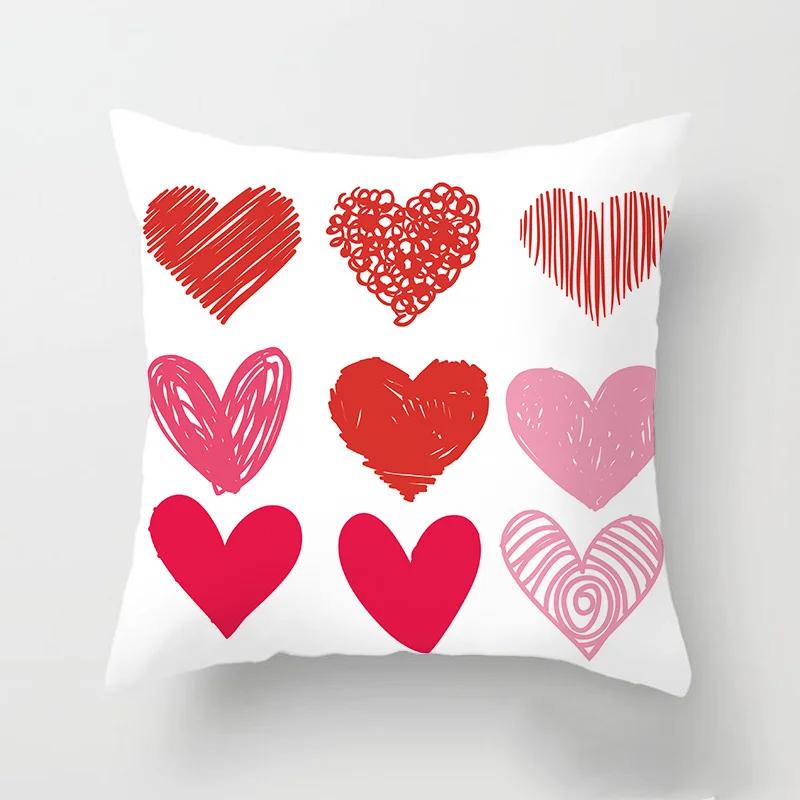 Love Heart Letters Floral Pillowcase Modern Nordic Fashion Pink Cushion Cover Sofa Seat Wedding Decorative Throw Pillows Cover