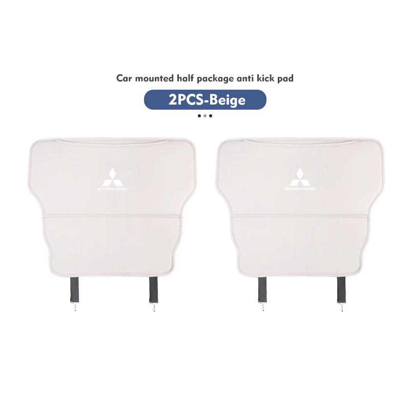 Car Logo Seat Back Protector Kick Mats Waterproof Leather Auto Anti Kick Pad For Mitsubishi Outlander Lancer Cross Colt Xpander