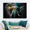 Modernes Porträt Gesicht eines Elefanten mit bunter Farbe Leinwandgemälde Elefantenposter Wandkunst für Wohnzimmerdekoration