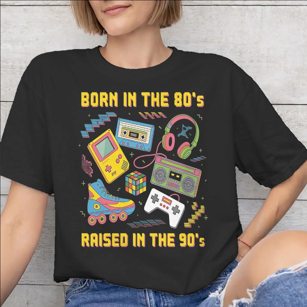 Born In The 80s Raised In The 90s Printed T Shirt Unisex Unisex Pure Cotton Tee Shirt Clothing