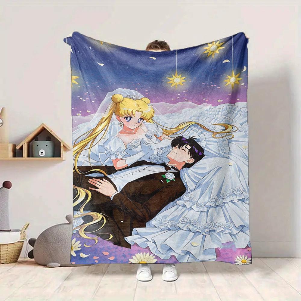 1PC Sailor Moon Blanket Lightweight Flannel Throw Blanket for Sofa, Bed, Travel, Camping, Livingroom, Office, Couch