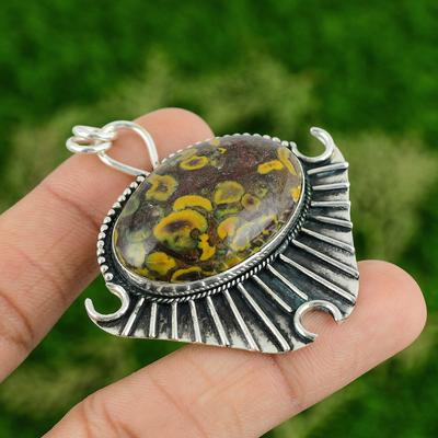 Sisters Day Deal Oval Rhyolite Gemstone New Pendant Jewelry 925 Sterling Silver