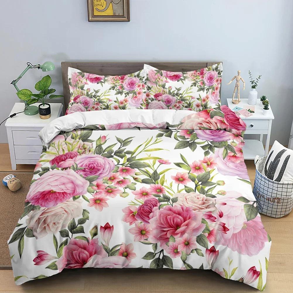 Butterfly Bedding Set 3D Flower Duvet Cover Quilt Cover With Zipper Queen Double Polyester Comforter Set Kid Girl Christmas Gift