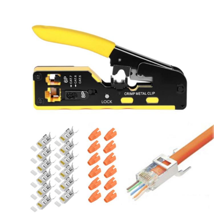 Multifunctional 6P 8P Wire Cable Crimper Stripper Cutter Pliers Network Cat5e Cat6 Cat7 Rj45 Pass EZ Crimping Tool Novelty Gift