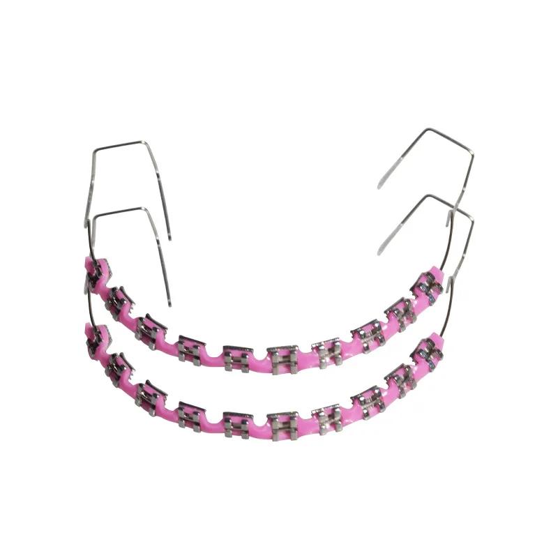 Fashion Braces 1 Pair Colorful Temporary Tooth Decoration With Metal Wires Metal Bracket Orthodontic Ligature Ties High Quality