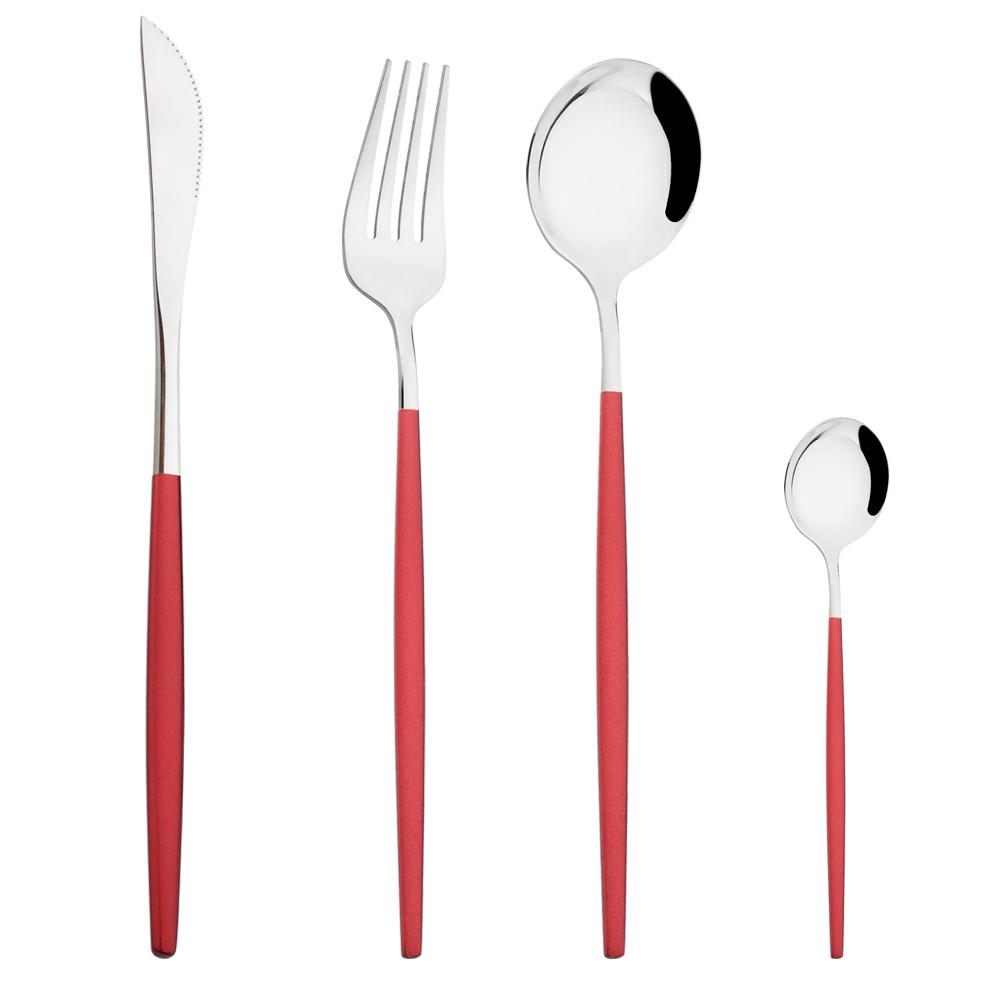 Western Purple Silver Tableware New Dinnerware Set 4Pcs Stainless Steel Kitchen Knife Fork Spoon Complete Cutlery Flatware Set