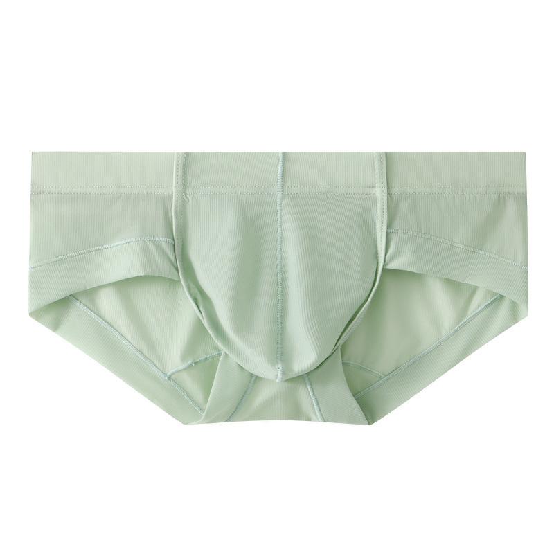Men'S Sexy Ice Silk Mid Waist Briefs Solid Seamless U Convex Sports Panties Lingerie Underwear Large Size Summer Cool Underpant