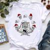 Santa Claus Riding A Dolphin Print Tshirt for Girls White Casual Christmas Gift Tshirt Fashionable Shortsleeved Tshirt Women