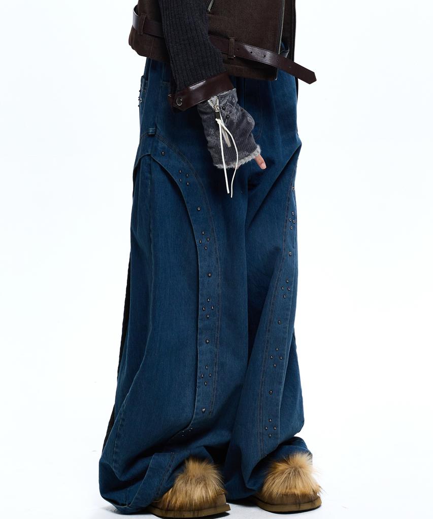 Aleseueseussi Rivet Balloon Denim Pants - Denim