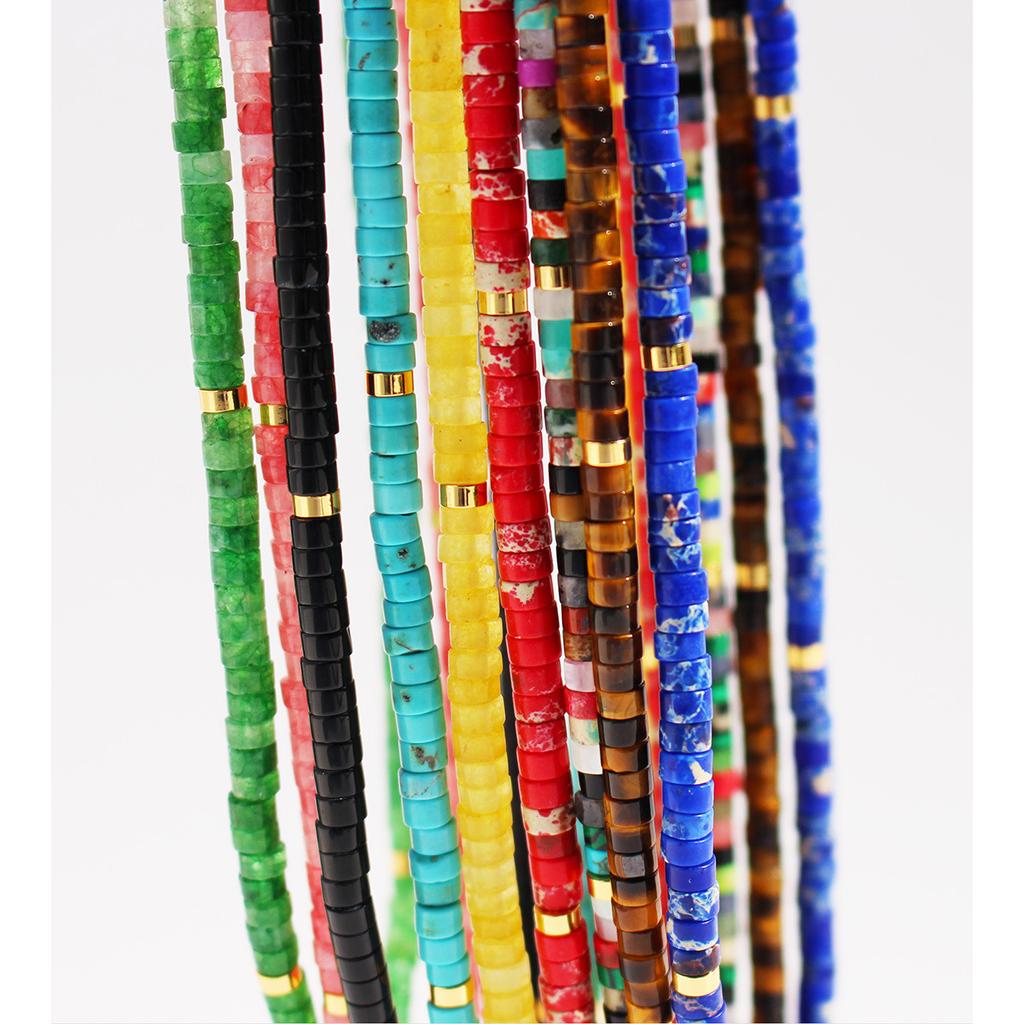 Vacuum Electroplating Greek Niche Lapis Lazuli Tiger'S Eye Stone Natural Color Stone Beaded Necklace Vacation Style Woman 843