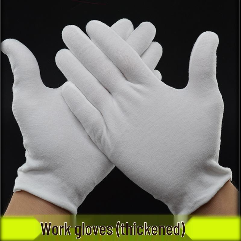Sweat-Proof Medium-Thick White Cotton Work Gloves