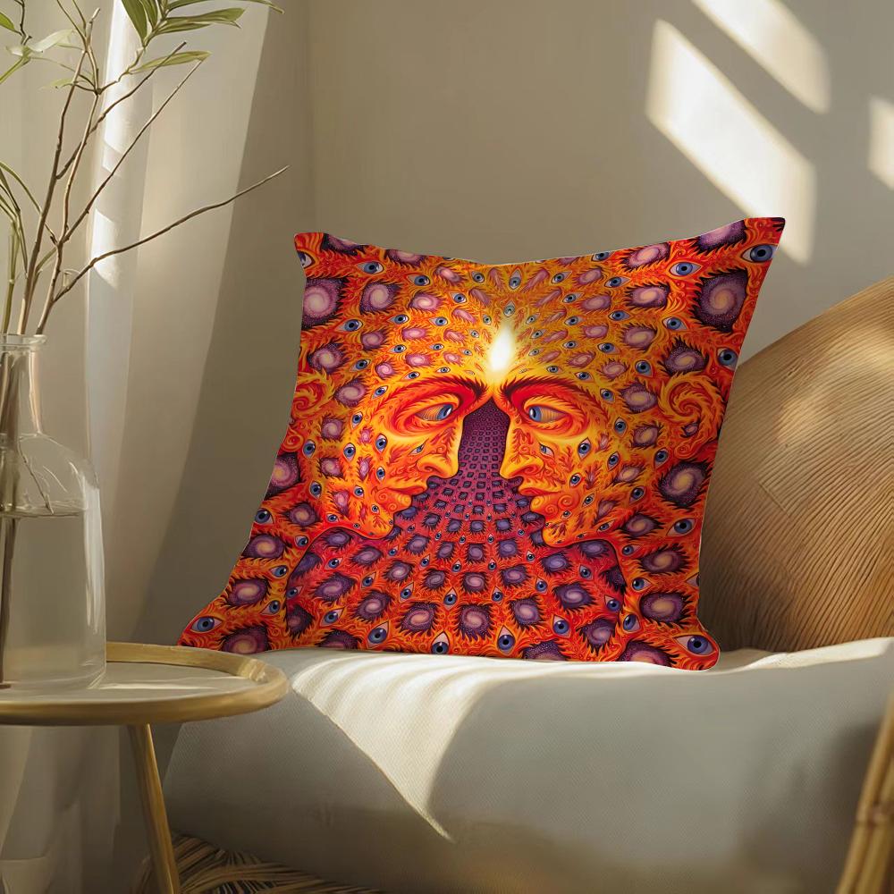 Alex gGrey art Pillow Case DoubleSided Plush Sofa Cushion Covers Organic Breathable Invisible Zipper