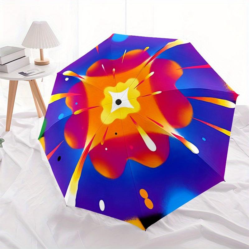 1pc Psychedelic Art Automatic Opening/closing umbrella, Reinforced 8-Rib Construction, Compact Travel Umbrella yy250808207