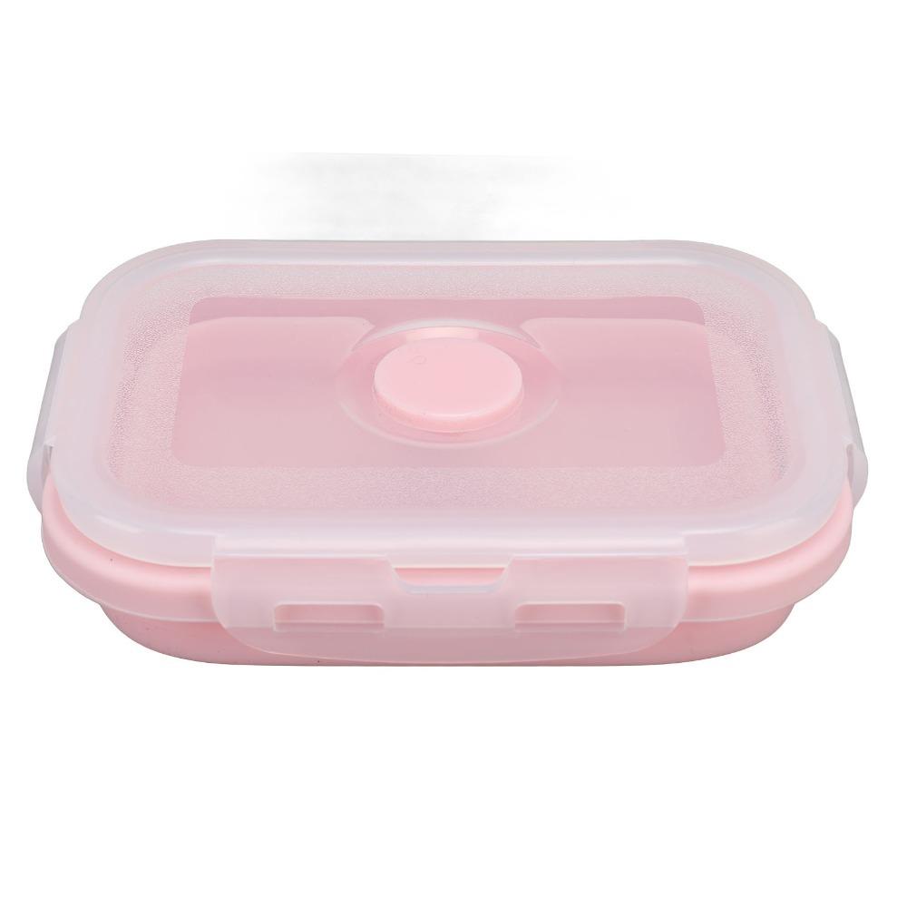 2PCS Silicone Lunch Storage Container Collapsible Design Airtight Kitchen Organizer For Camping
