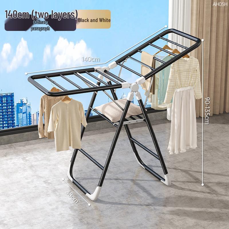 Foldable Wing-Shaped Clothes Drying Rack for Indoor/Outdoor Use