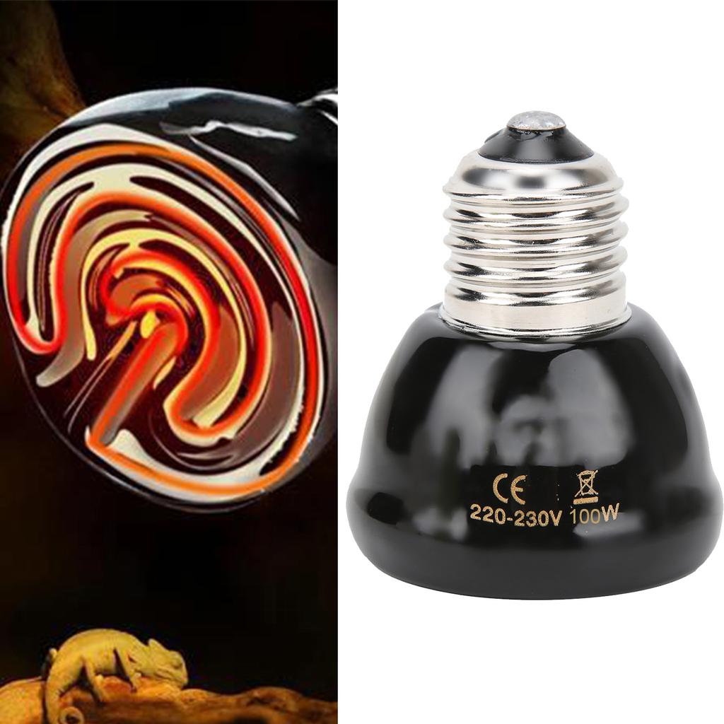 E27 Animal Heating Lamp Harmless and LightFree Black Ceramic Heating Lamp for Reptiles 220230V