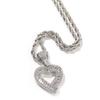 THE BLING KING Baguettecz Hollow Heart Pendant Box Chain Necklace Iced Out Cubic Zirconia Charm Engagement Jewelry For Gift