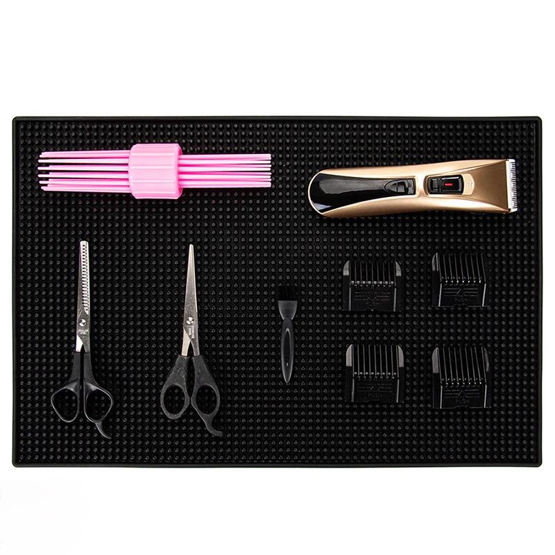 Non-Slip Barber Mat Skull Pattern Silicone Waterproof Professional Scissors Combs Hairdresser Tool Organizer Pad for Salon Tools