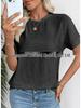 2026 European & American Women's Summer Casual Solid Color Round Neck Short Sleeve Loose T-shirt