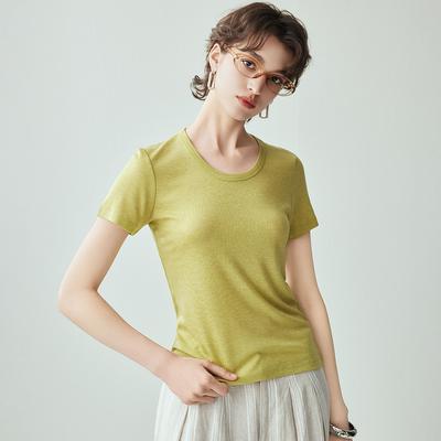 Multi Color Optional with Mulberry Silk] 26 Summer Round Neck Casual Daily Versatile Lyocell Breathable T-shirt for Women