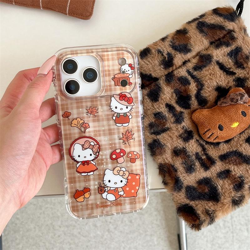 

Чехол для телефона Hello Kitty в клетку «Кленовый лист» для iPhone 17/16 Pro Max/15/14 - Новая осенне-зимняя женская коллекция iPhone 15