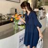 Doll collar dress women's summer new loose retro lantern bubble sleeves small fairy skirt trendy