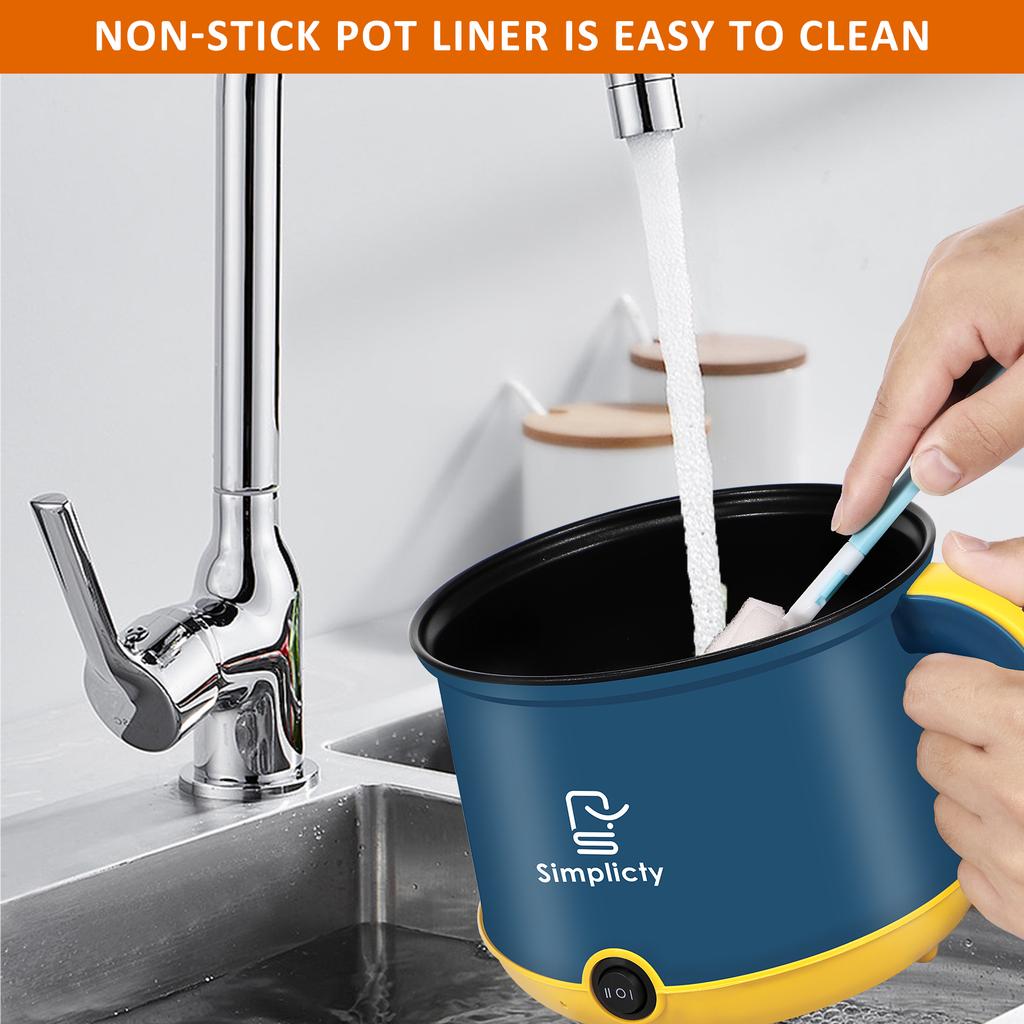 1.8ML Elektrischer Hot Pot Multifunktionaler Elektrischer Kochtopf mit Griff Antihaft Mini Dämpftöpfe für Heimküchenzubehör