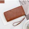 Women's Oil Wax Leather Zipper Wallet with Coin Purse & ID Holder