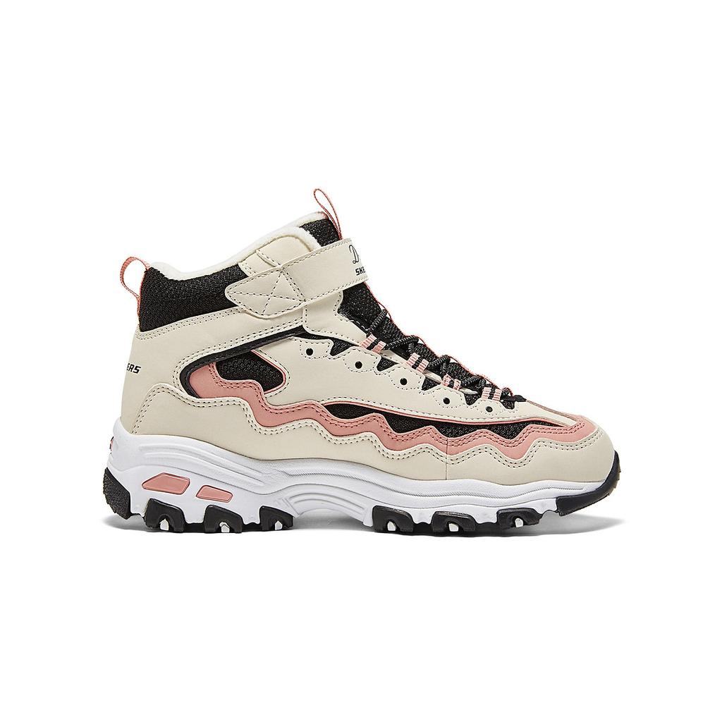 Skechers Kids Girls Versatile Non-Slip Warm High-Top Casual Shoes Kids Sneakers Beige 303952L-WBPK