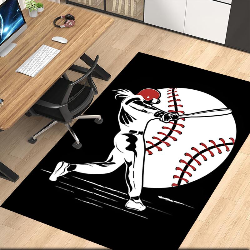Baseball Printed Carpet, for Office Chair Living Room Bedroom Kitchen Room Decor Gifts.