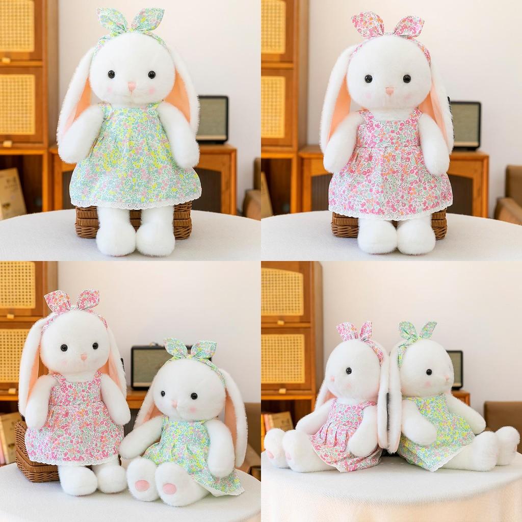Plush Rabbit Doll With Flower Dress For Kids Girls Gift And Bedroom Decor