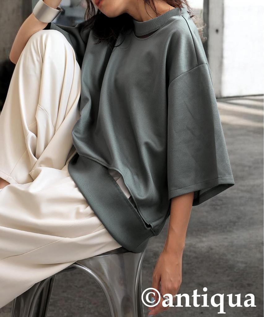 antiqua Asymmetric Neck Dry One Size Gray Women's Top, 3/4 Sleeves, Touch, KYO-0027, 15,