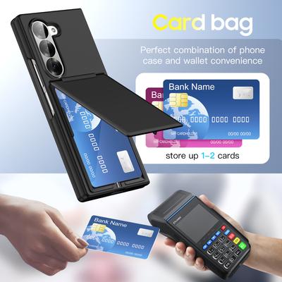 Plastikowy portfel etui na karty odporny na odciski palców wstrząsoodporny Funda Case dla Samsung Galaxy Z Fold7 5G Fold6 Fold 7 Fold5 Fold 6 5