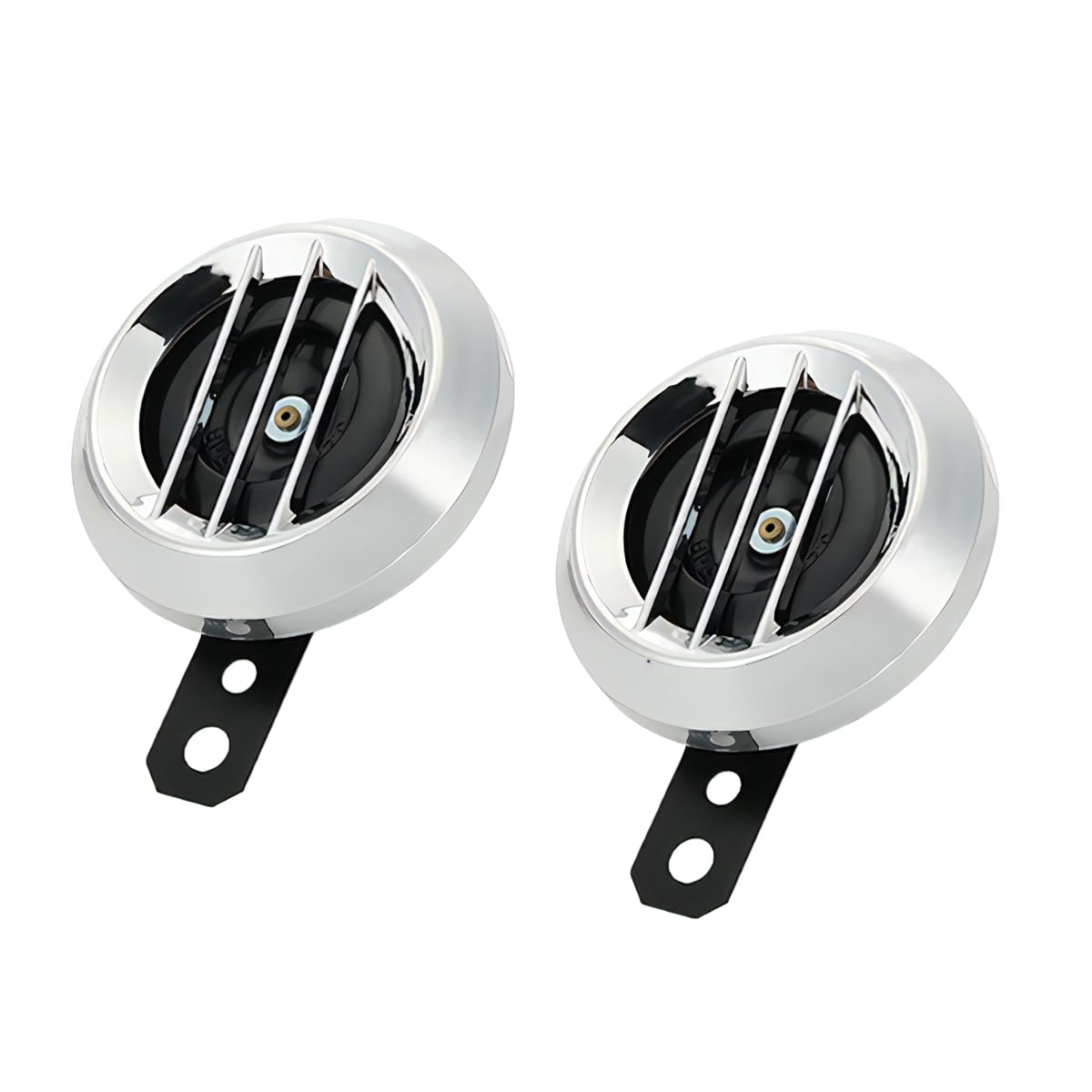 

azumafy Universal Motorcycle Horns, Set of 2, 12V 1.5A, Chrome Plated, Waterproof, Air-Conditioned Round Horns for Buggies (Grid Pattern)
