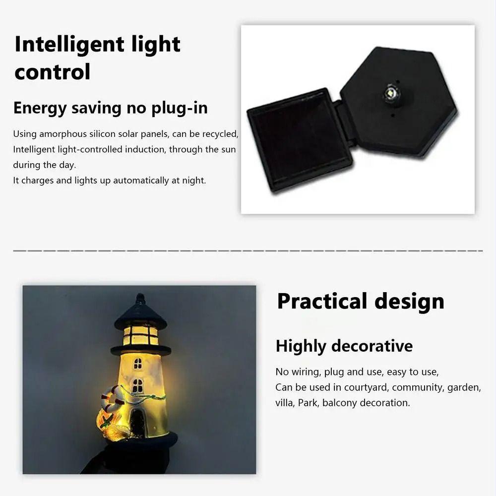 Solar Powered Solar Lighthouse Resin Material Outdoor Decor Garden Light  Patio Decoration
