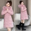 Slim-fit Cotton-padded Clothes In Winter Solid Color Medium and Long Fashion Large Fur Collar Thickened Cotton-padded Clothes Warm Jacket
