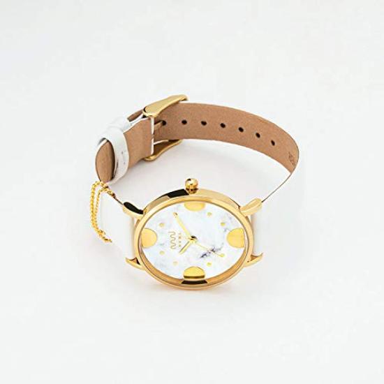 Women's White Marble-patterned Waterproof Watch, 33mm, Gold, Popular Brand NUWL CROCE DOT STONEWHITE