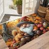 1pc Autumn Gnome & Squirrel Non-Slip Door Mat - 1.2cm Thick Polyester Rectangular Mat, Machine Washable Seasonal Thanksgiving Decor for Entryway, Kitc