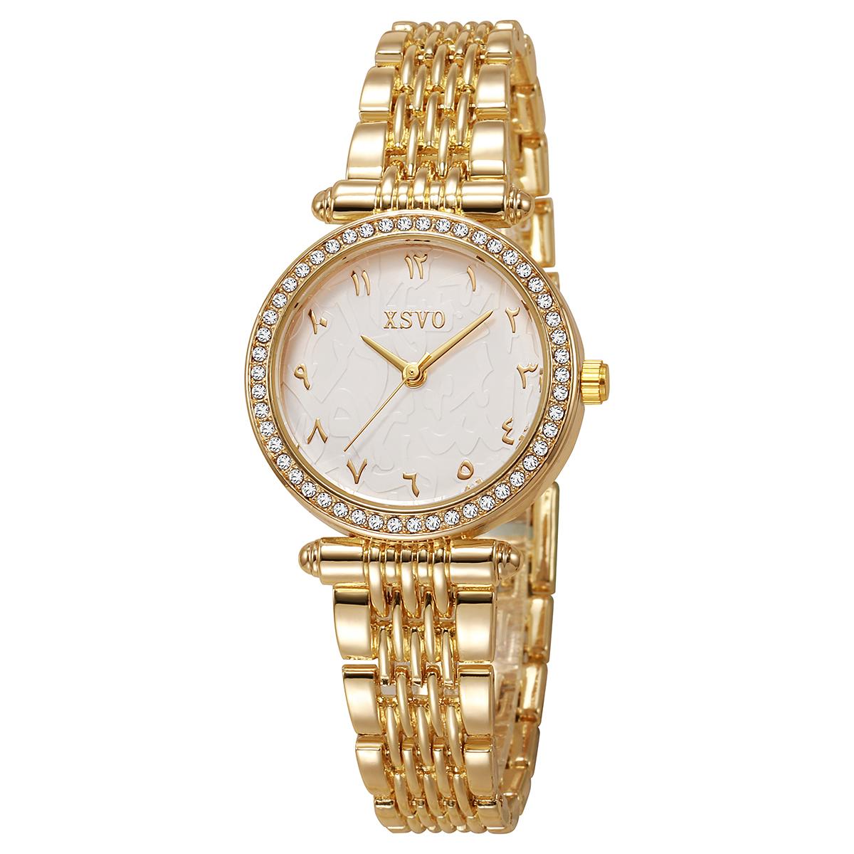 

Женский кварцевый корпус часов в стиле легкой роскоши с бриллиантами, таинственный цифровой циферблат, подходит для повседневного ношения, рождественский подарок золотой