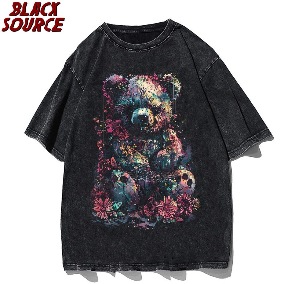 Oversized Tshirts Cartoon Anime Bear Printed Men s T-Shirt Oversized Sports Short Sleeve T-shirt p0792 S разноцветный