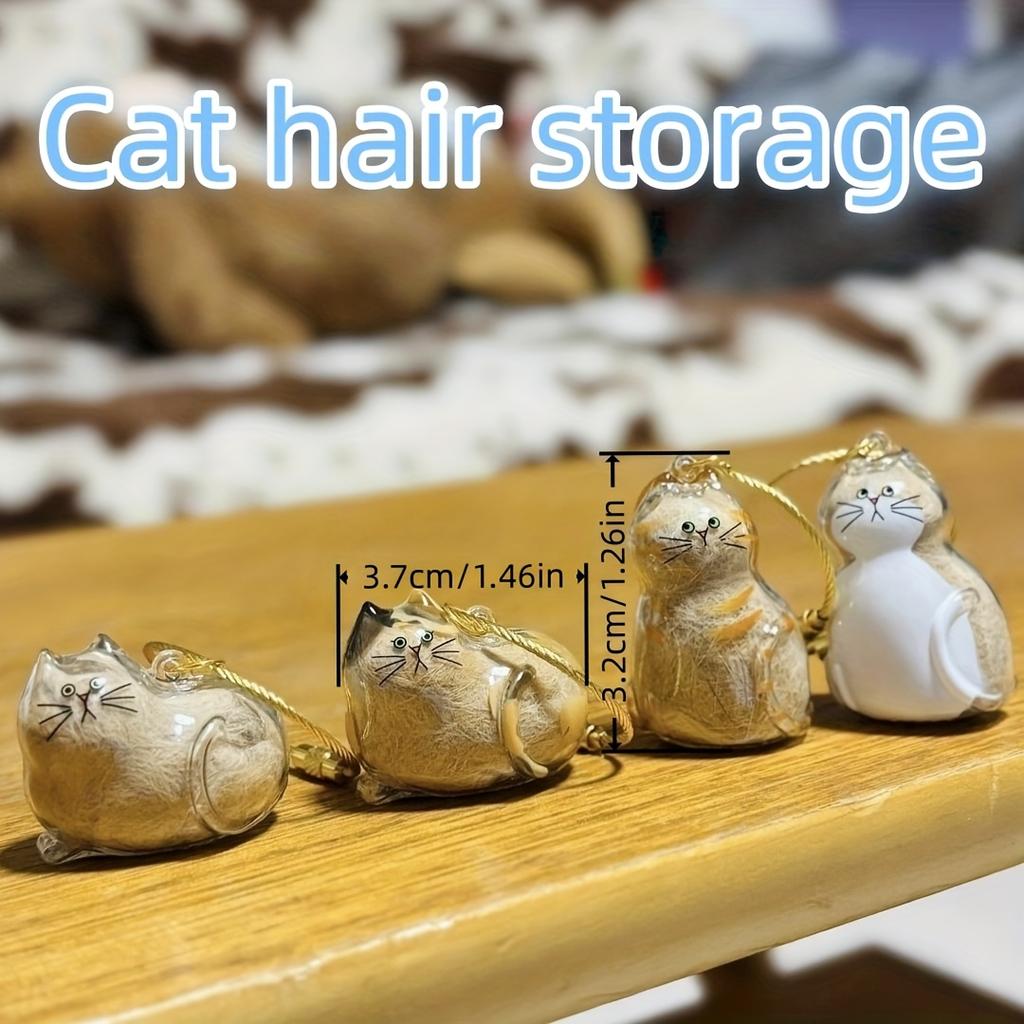 2/6pcs Cat Hair Keepsake Box, Hanging Twist Capsule, Cute Cat-Shaped Sealed Pet Hair Storage Capsules, DIY Memorial