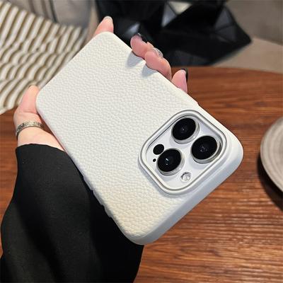Luxuriöse Lychee-Lederhülle für iPhone 16 Pro Max 15 14 Plus 13 12 11 Pro TPU-Fallschutzhülle