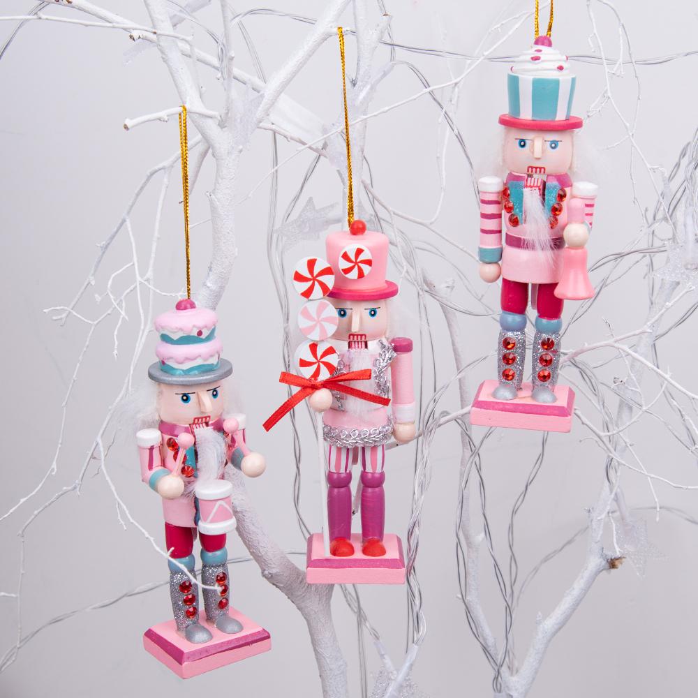 Pink Dessert-Style Nutcracker Ornament Set