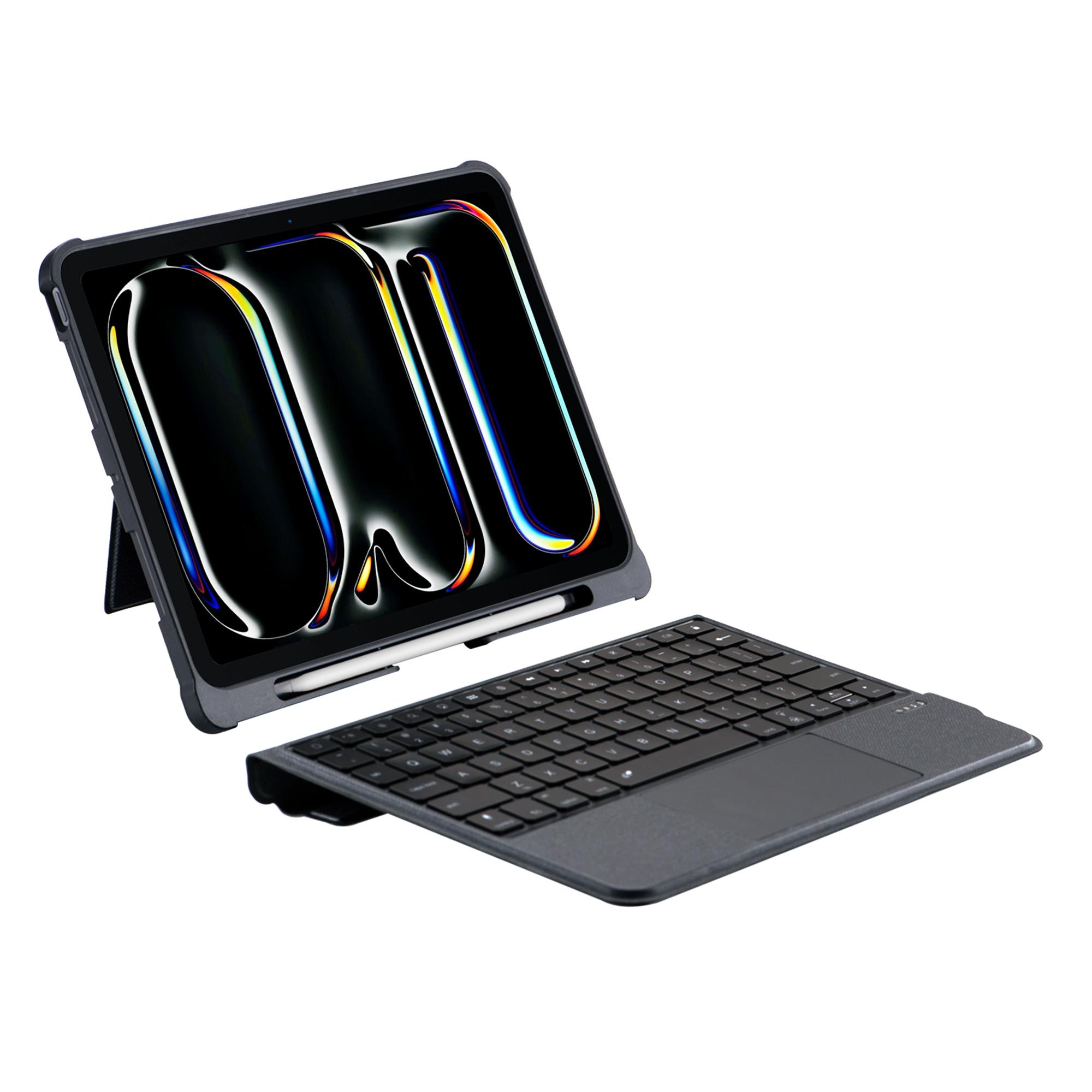 

T5304D-3 For iPad Pro 11 (2024) Bluetooth-compatible Keyboard Case Leather Protective Cover Backlit Keyboard with Touchpad A
