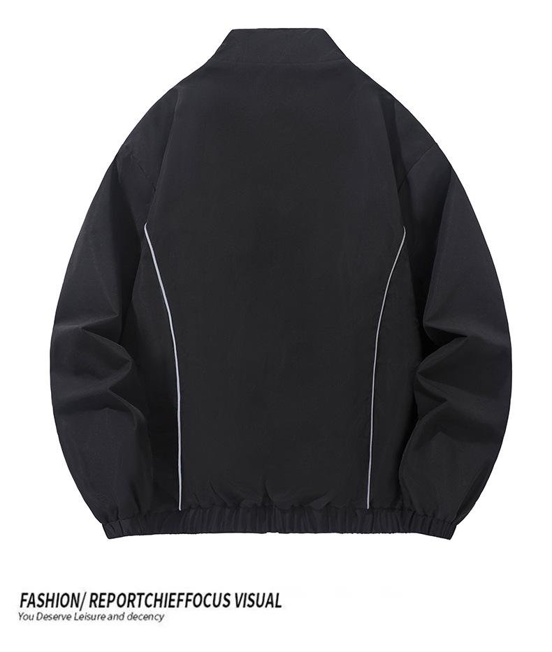 Cross2026 Men's Trendy Stand-up Collar Casual Jacket - Spring/Autumn, Loose-Fit, Academy Style, Lightweight, Sports Design