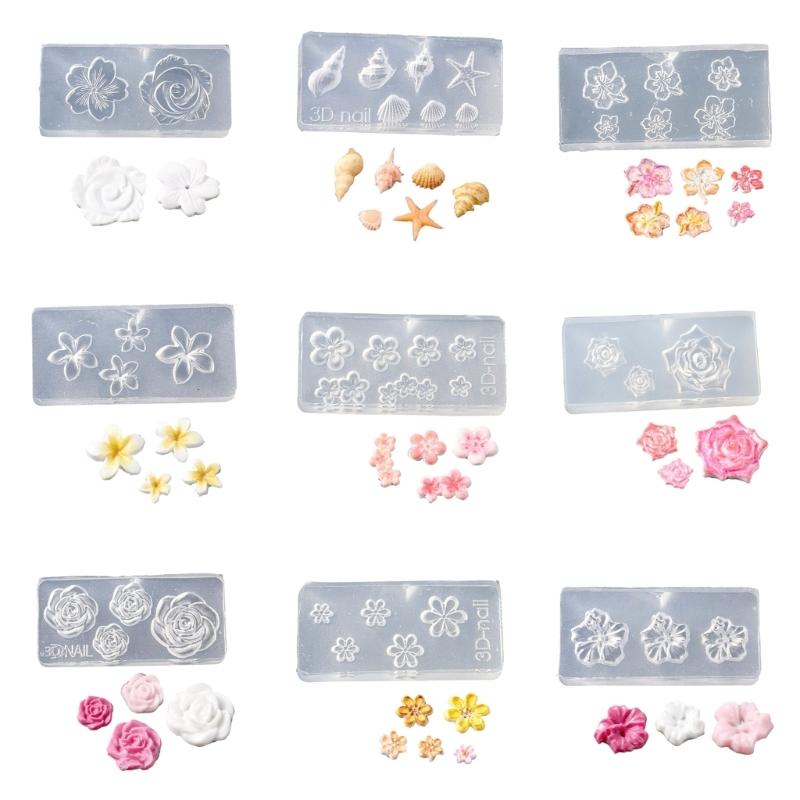 Flower Molds Nail Art Silicone Molds Stencils Manicure Template Plumeria Flower Nail Art Decorations Nail Carving Mould