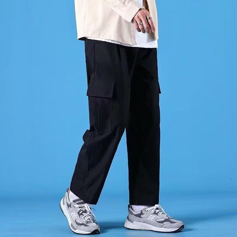 New retro overalls men's autumn trendy brand loose student drop straight casual pants
